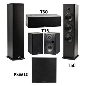 Polk Audio Fusion T- Series 5.1 Channel Home Theater Speaker Package with Polk PSW-10 Subwoofer